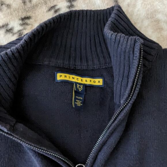Prince & Fox Men's Heavyweight 1/4 Zip Sweater Blue XXL - Picture 4 of 4